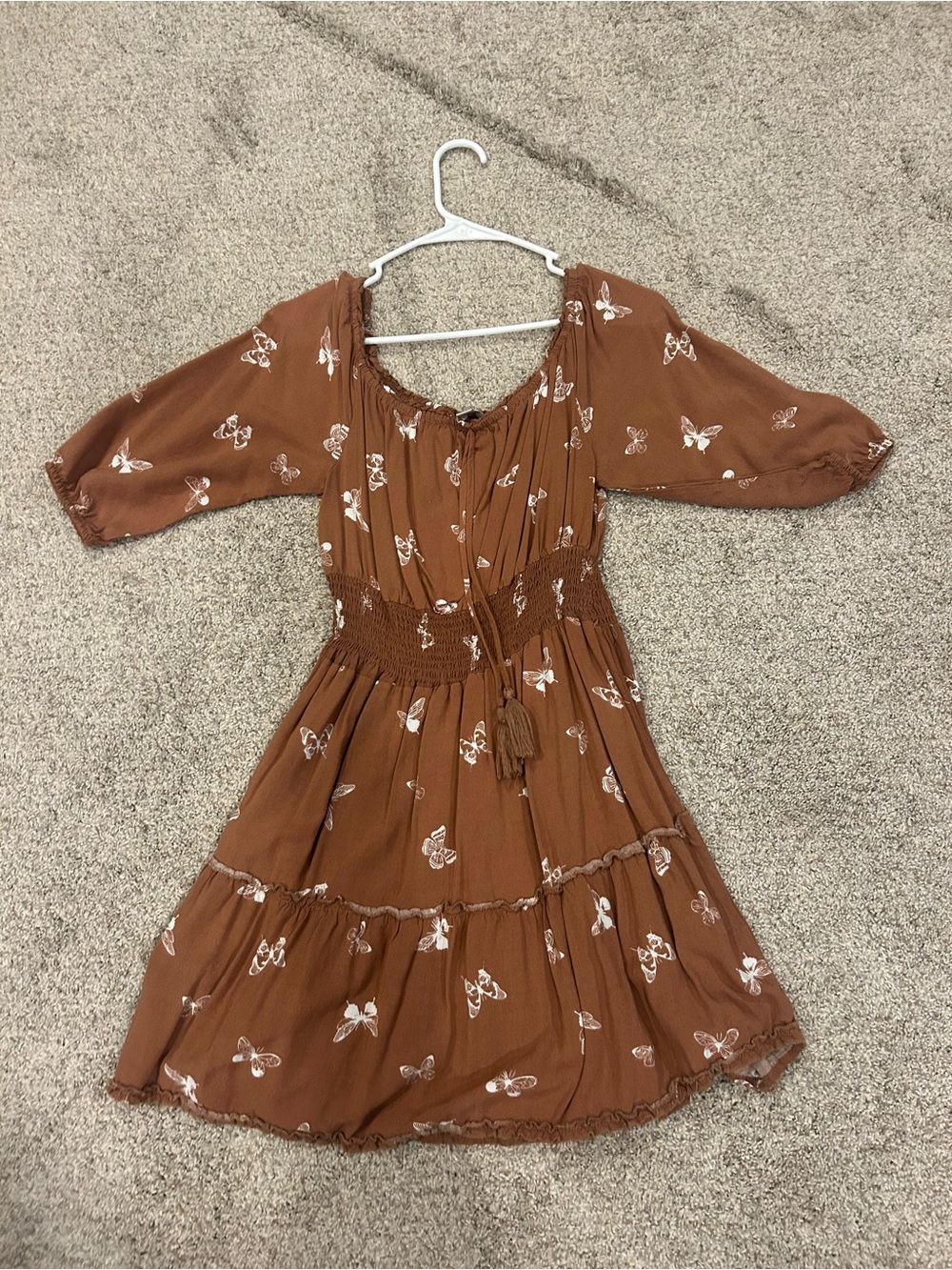 Justify Brown Butterfly Print Mini Dress